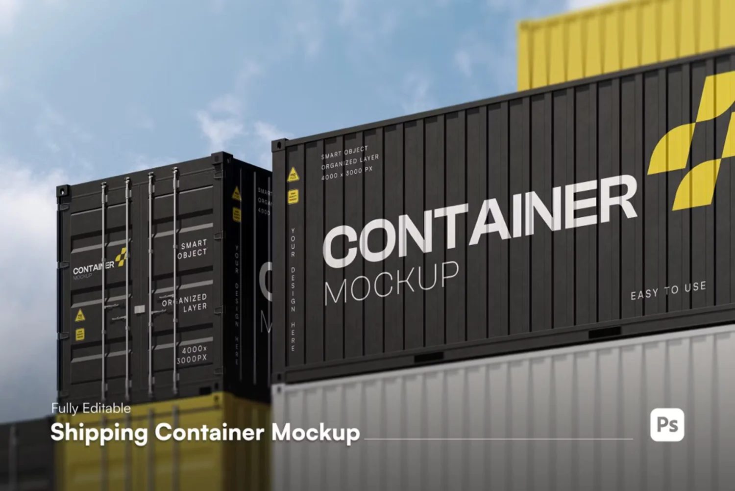 5199 逼真运输集装箱模型PSD设计智能贴图样机 Shipping Container Mockup@GOOODME.COM
