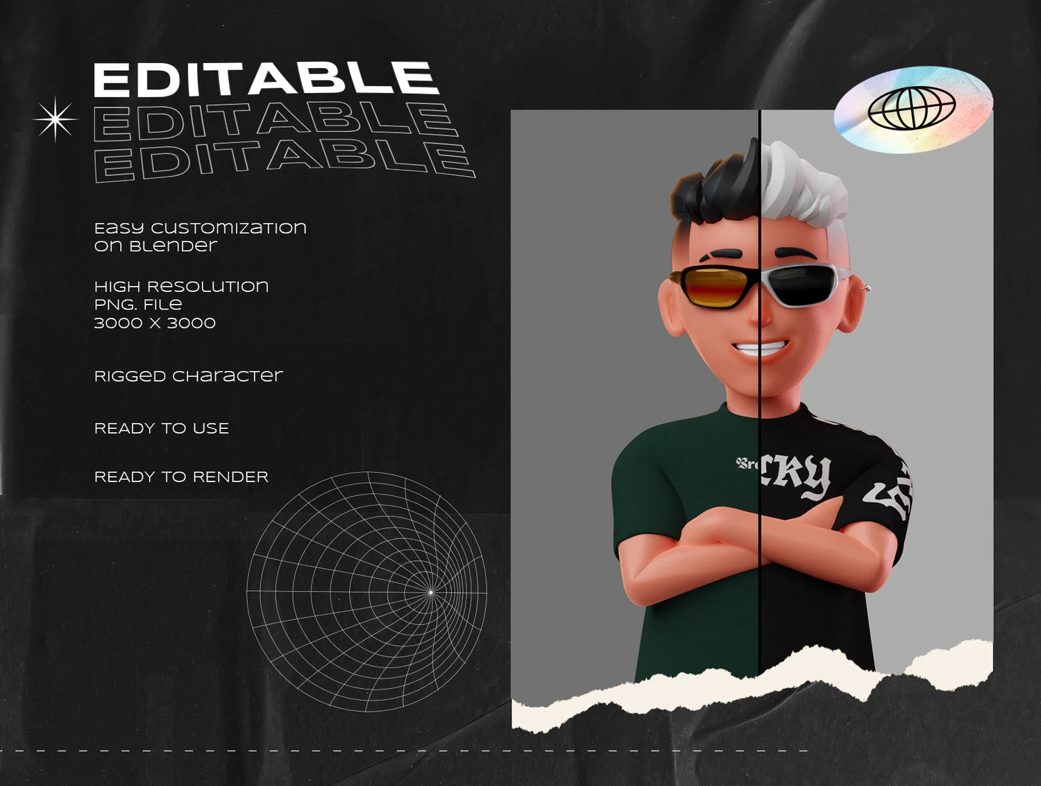 5217 都市潮流男孩3D人物角色插画Blender模型素材 Urban Vibes – 3D Character Set@GOOODME.COM