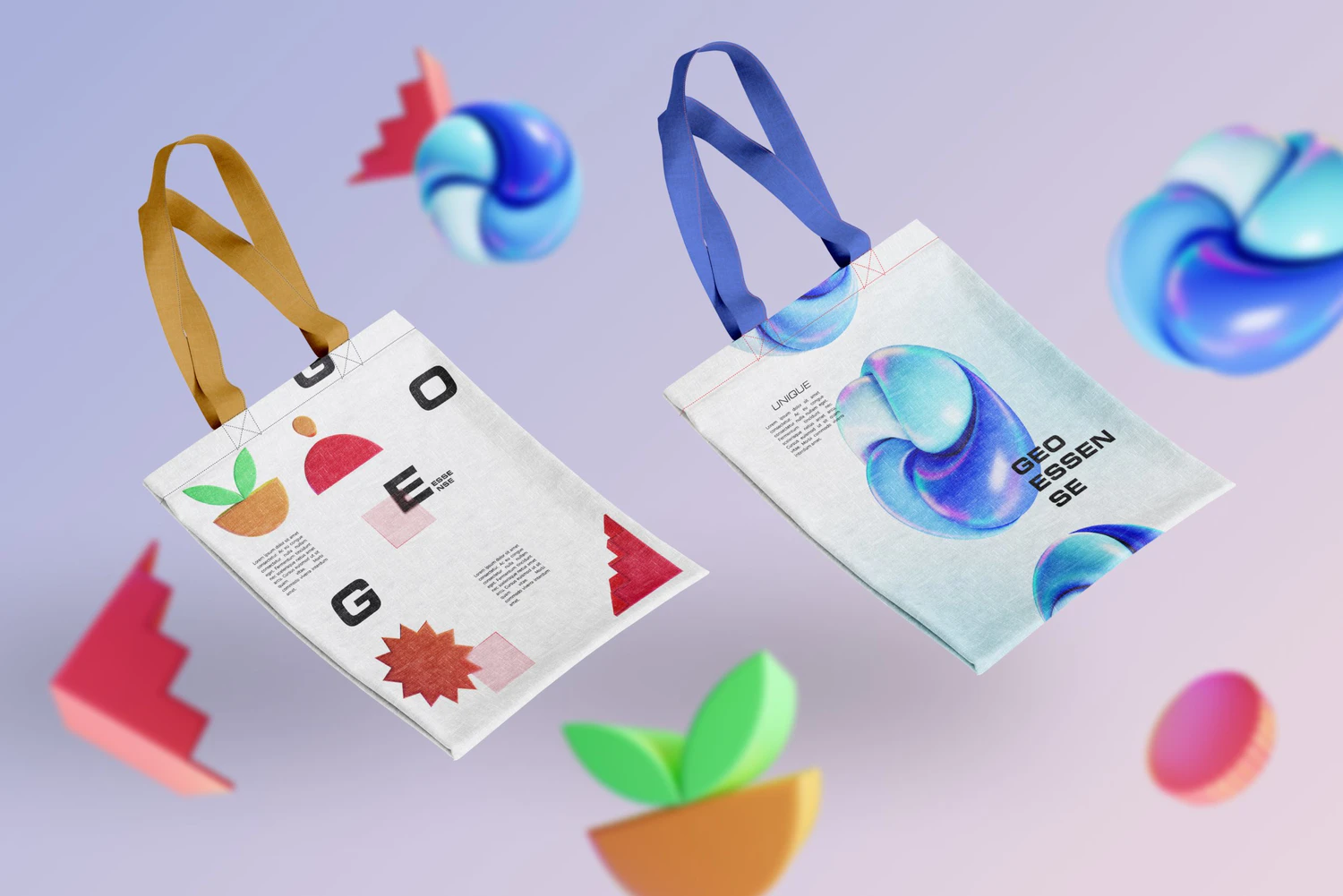5220 抽象几何彩色图形元素海报封面网页社交媒体包装创意设计PNG透明背景素材 GEO 3D 220+ Colorful Objects@GOOODME.COM