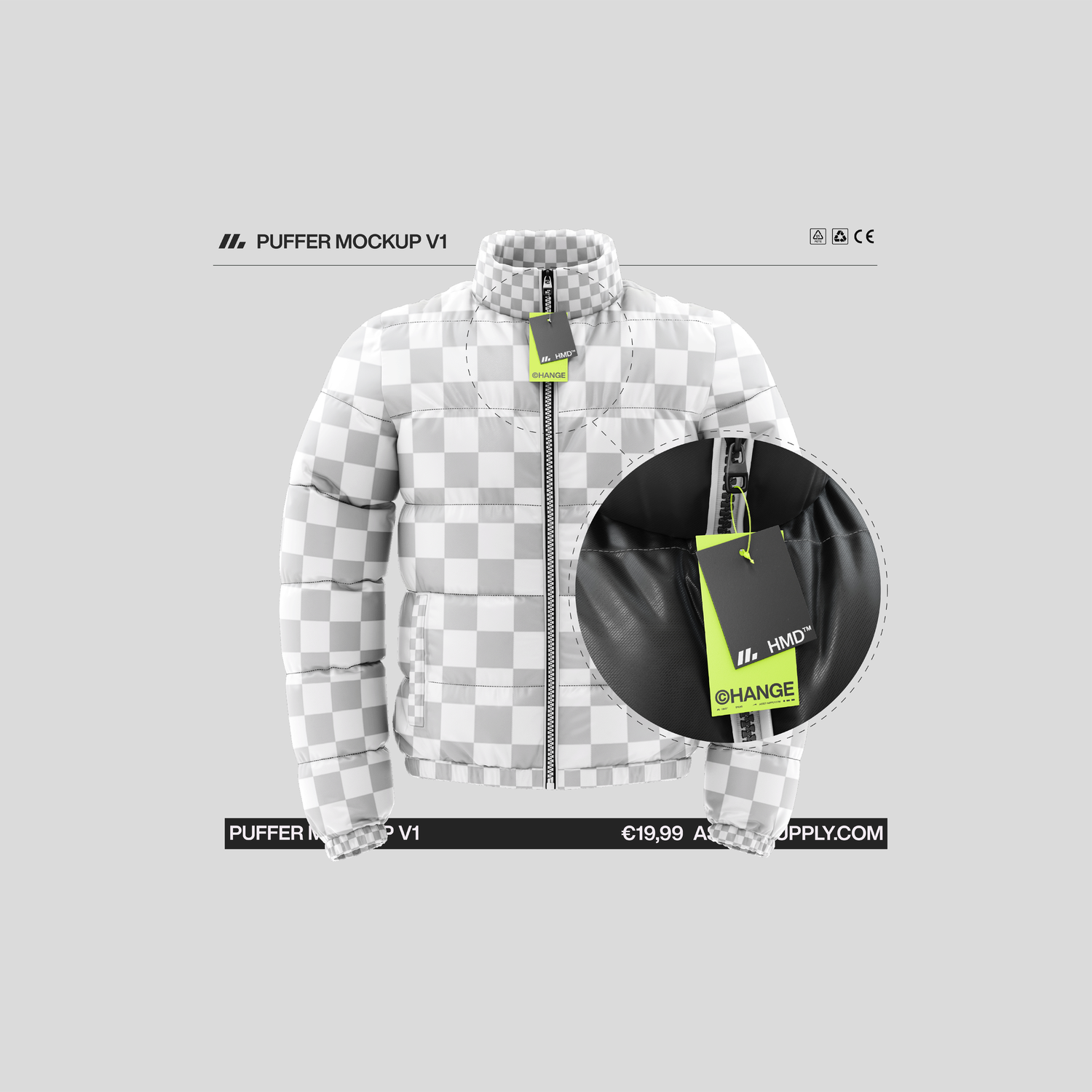 5223 5款轻薄羽绒服服装设计PSD样机 puffer mockup@GOOODME.COM