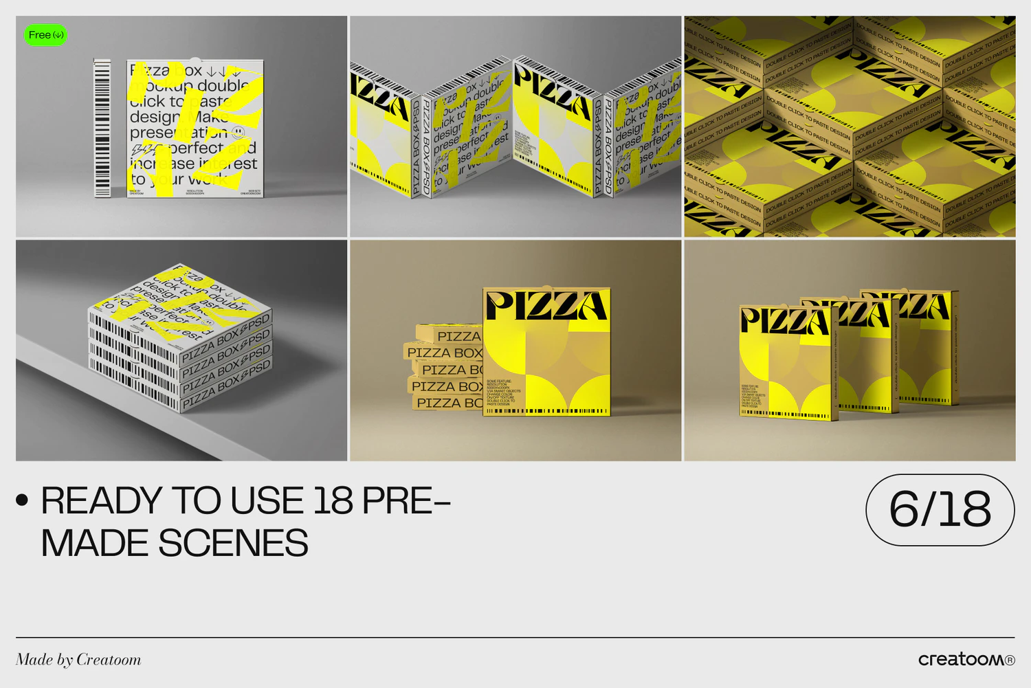 5225 宣传单折页包装盒披萨品牌设计PSD样机合集Pizza box & Brochure mockups@GOOODME.COM