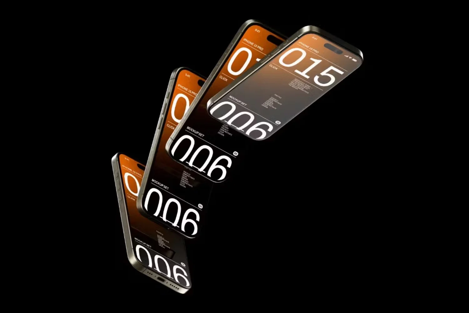 5237 6款酷炫工业风多角度展示的苹果iPhone 15 Pro手机样机素材 iPhone 15 Pro Mockup Set@GOOODME.COM