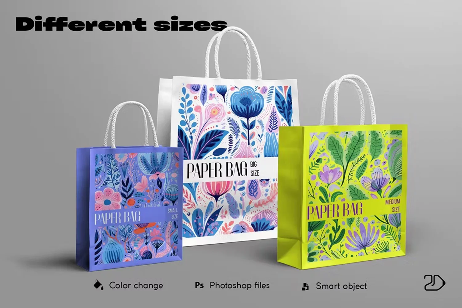 5239 纸质手提袋外卖打包袋伴手礼包装袋设计PS样机 Paper Shopping Bag Mockup@GOOODME.COM