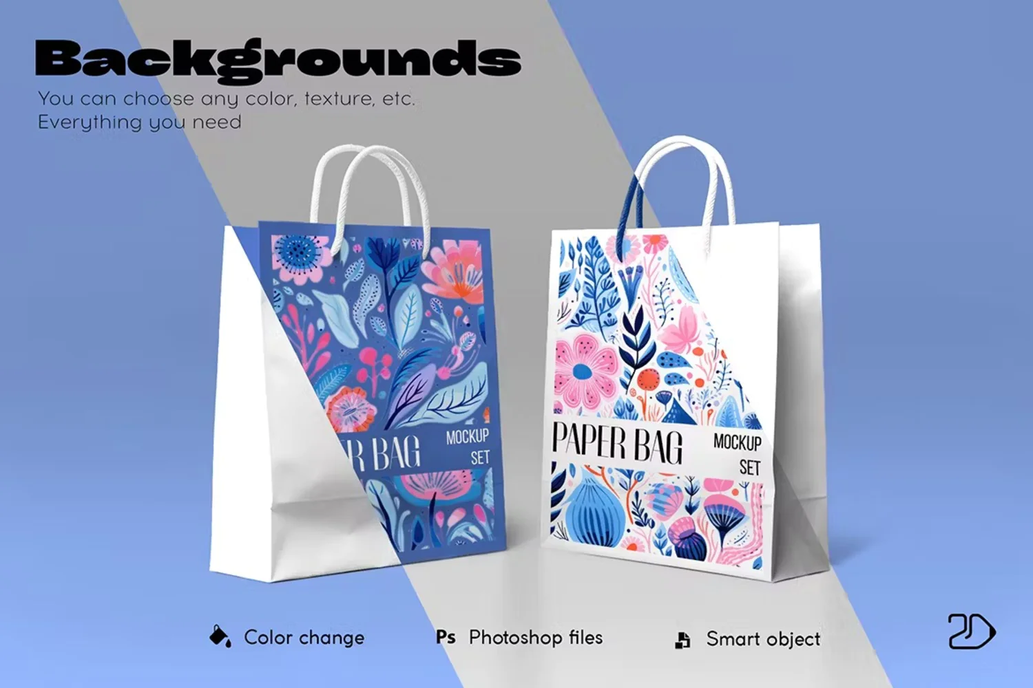 5239 纸质手提袋外卖打包袋伴手礼包装袋设计PS样机 Paper Shopping Bag Mockup@GOOODME.COM