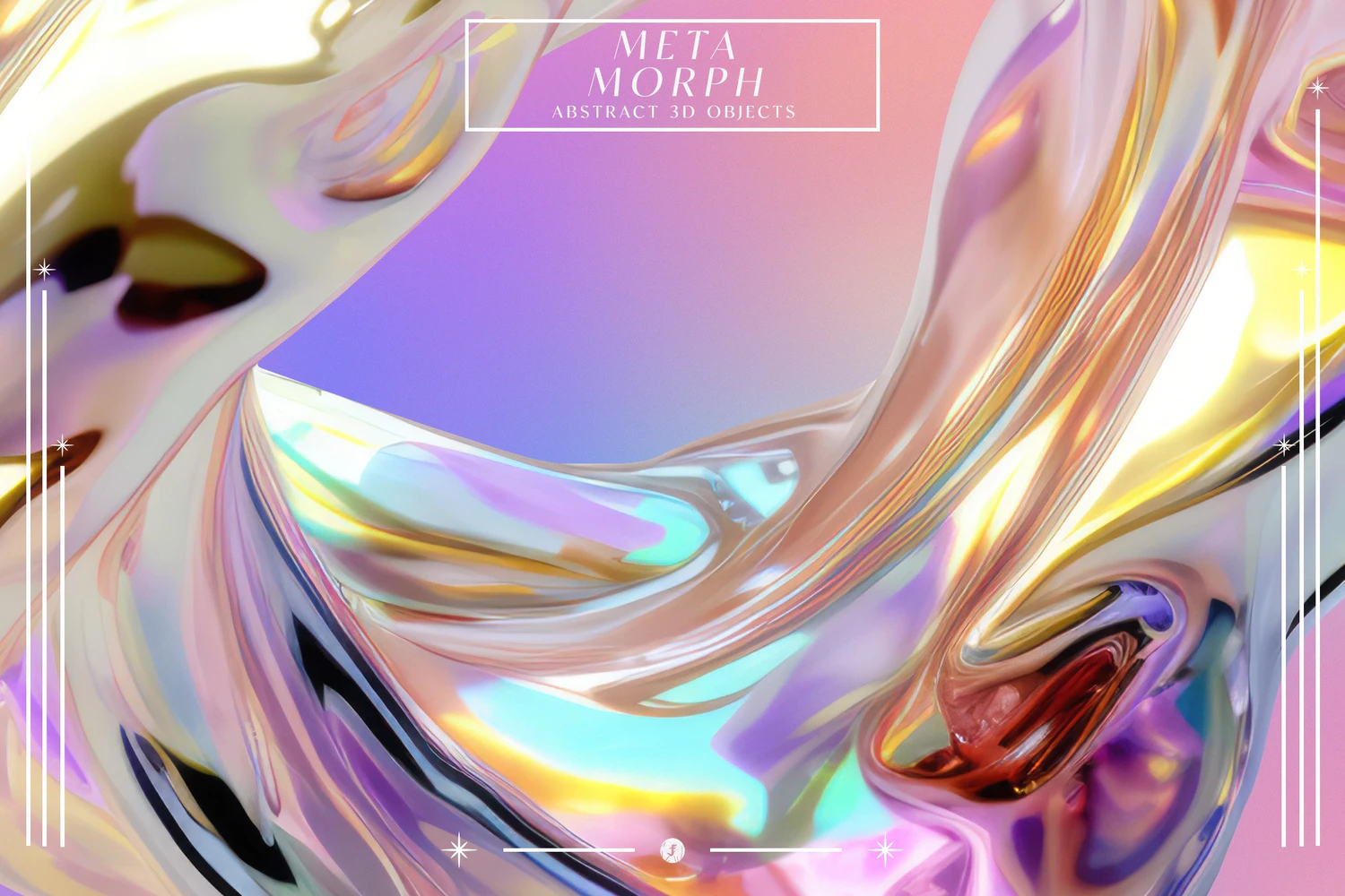 5258 绚丽彩虹色的3d金属抽象形状物体元素和背景图素材 MetaMorph Abstract 3D Objects@GOOODME.COM