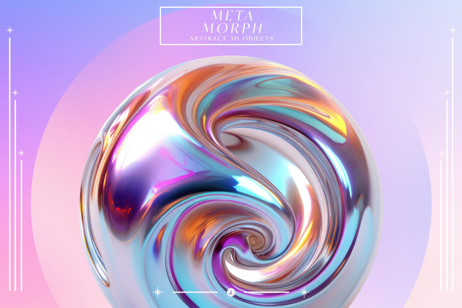 5258 绚丽彩虹色的3d金属抽象形状物体元素和背景图素材 MetaMorph Abstract 3D Objects@GOOODME.COM