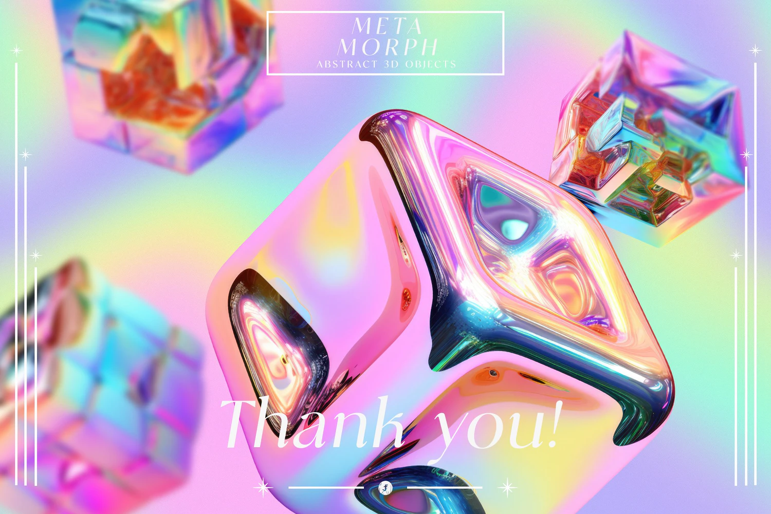 5258 绚丽彩虹色的3d金属抽象形状物体元素和背景图素材 MetaMorph Abstract 3D Objects@GOOODME.COM