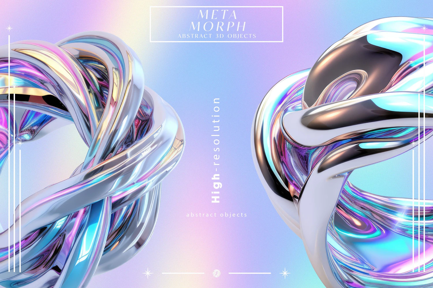 5258 绚丽彩虹色的3d金属抽象形状物体元素和背景图素材 MetaMorph Abstract 3D Objects@GOOODME.COM