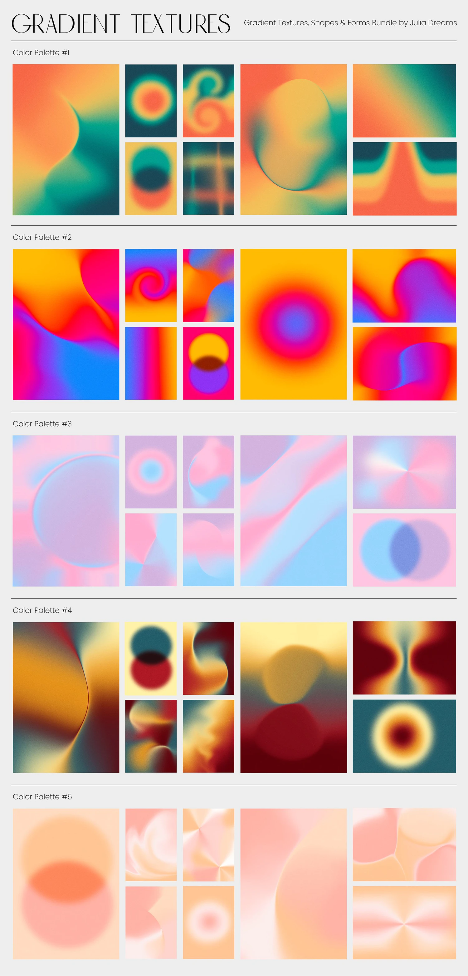 5263 470+渐变色纹理图片线条形状3D对象艺术图形素材集合包 Gradient Textures Shapes 3D Objects@GOOODME.COM