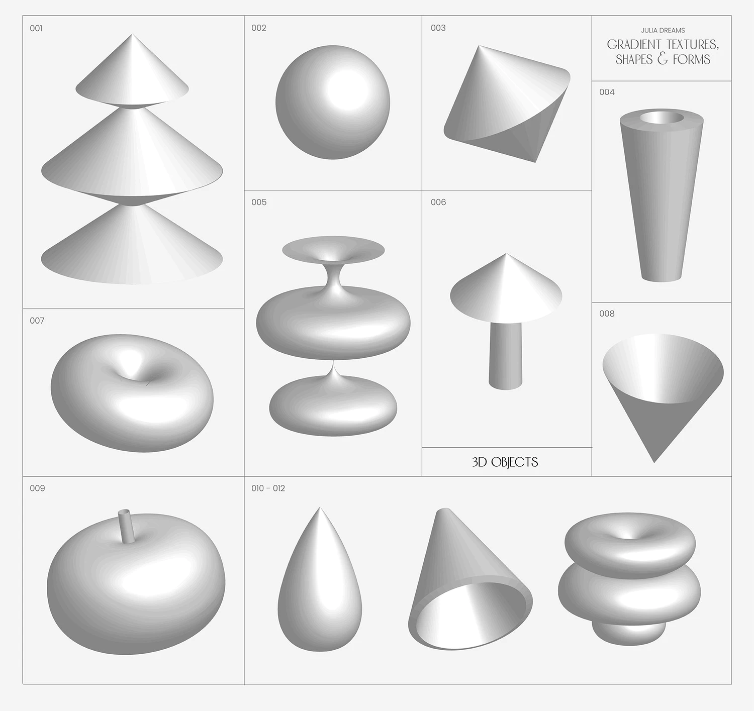 5263 470+渐变色纹理图片线条形状3D对象艺术图形素材集合包 Gradient Textures Shapes 3D Objects@GOOODME.COM