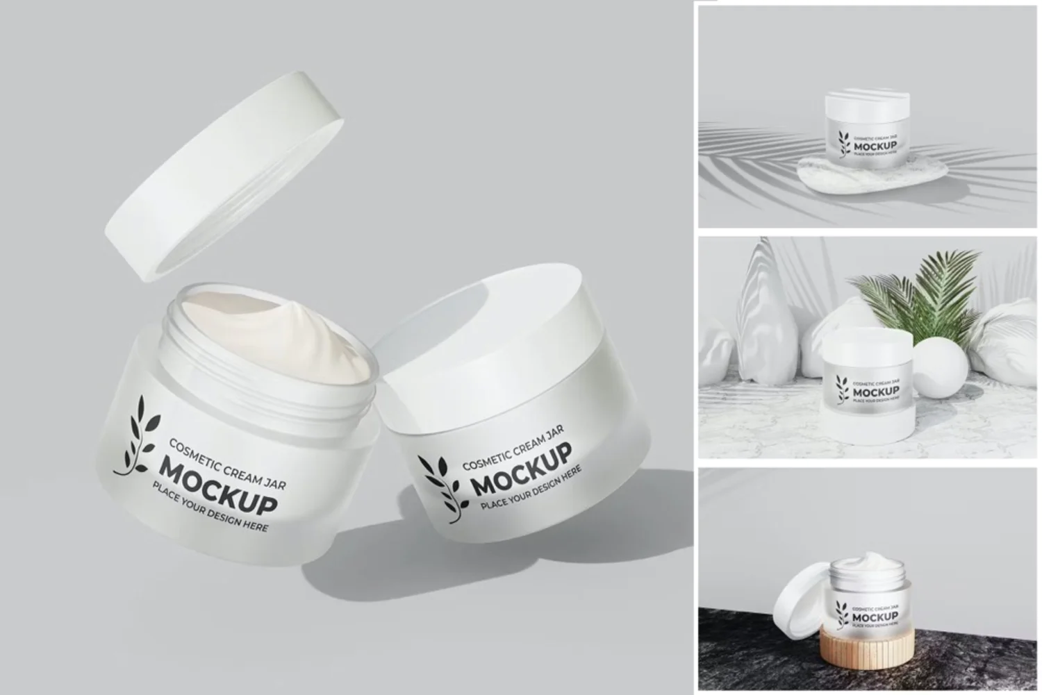 5269 时尚实用的化妆品霜瓶模拟展示设计PSD样机素材 Cosmetic Cream Jar Mockup@GOOODME.COM