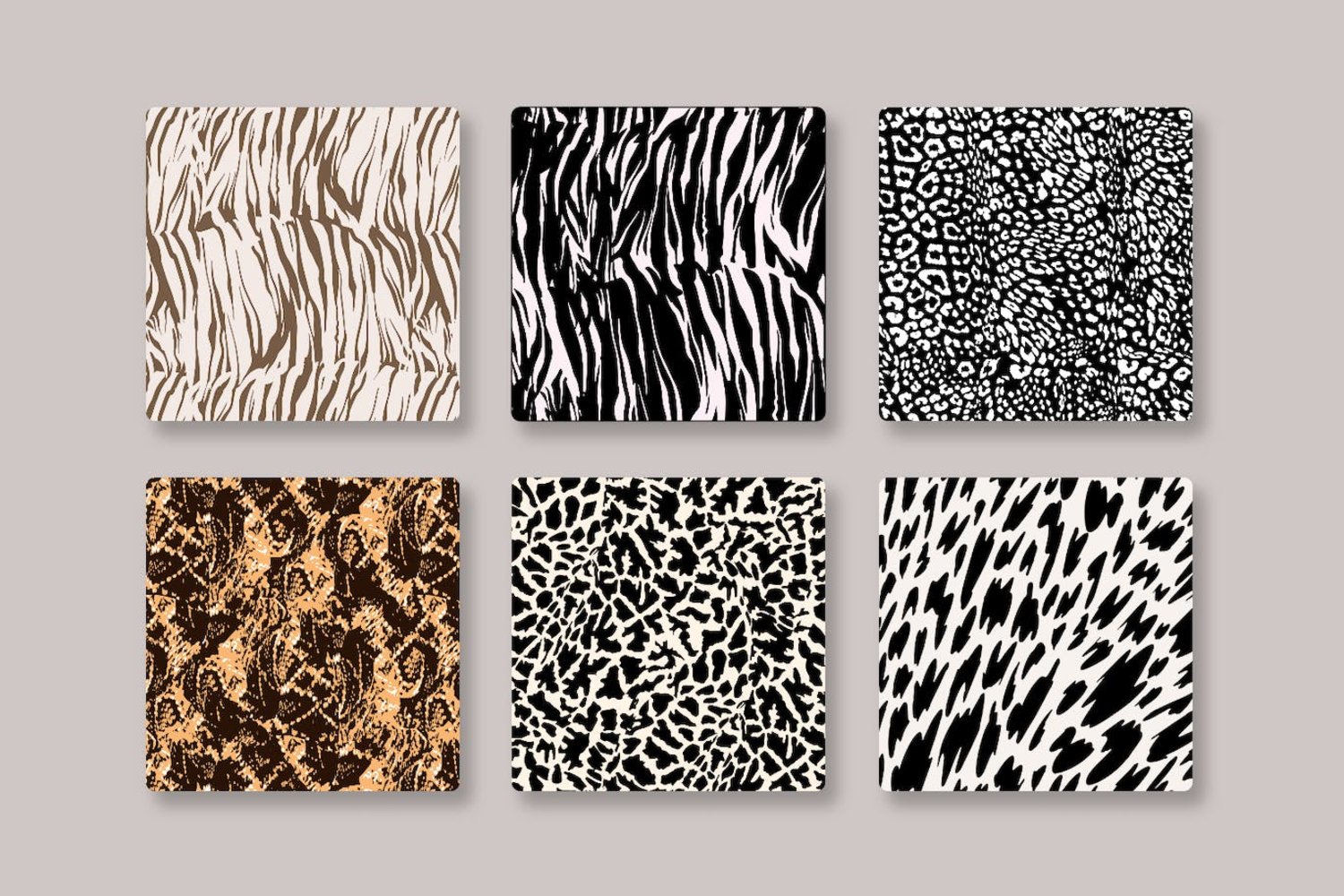 5272 6种动物皮肤豹纹纹矢量图案 6 Animal Prints Vector Patterns@GOOODME.COM