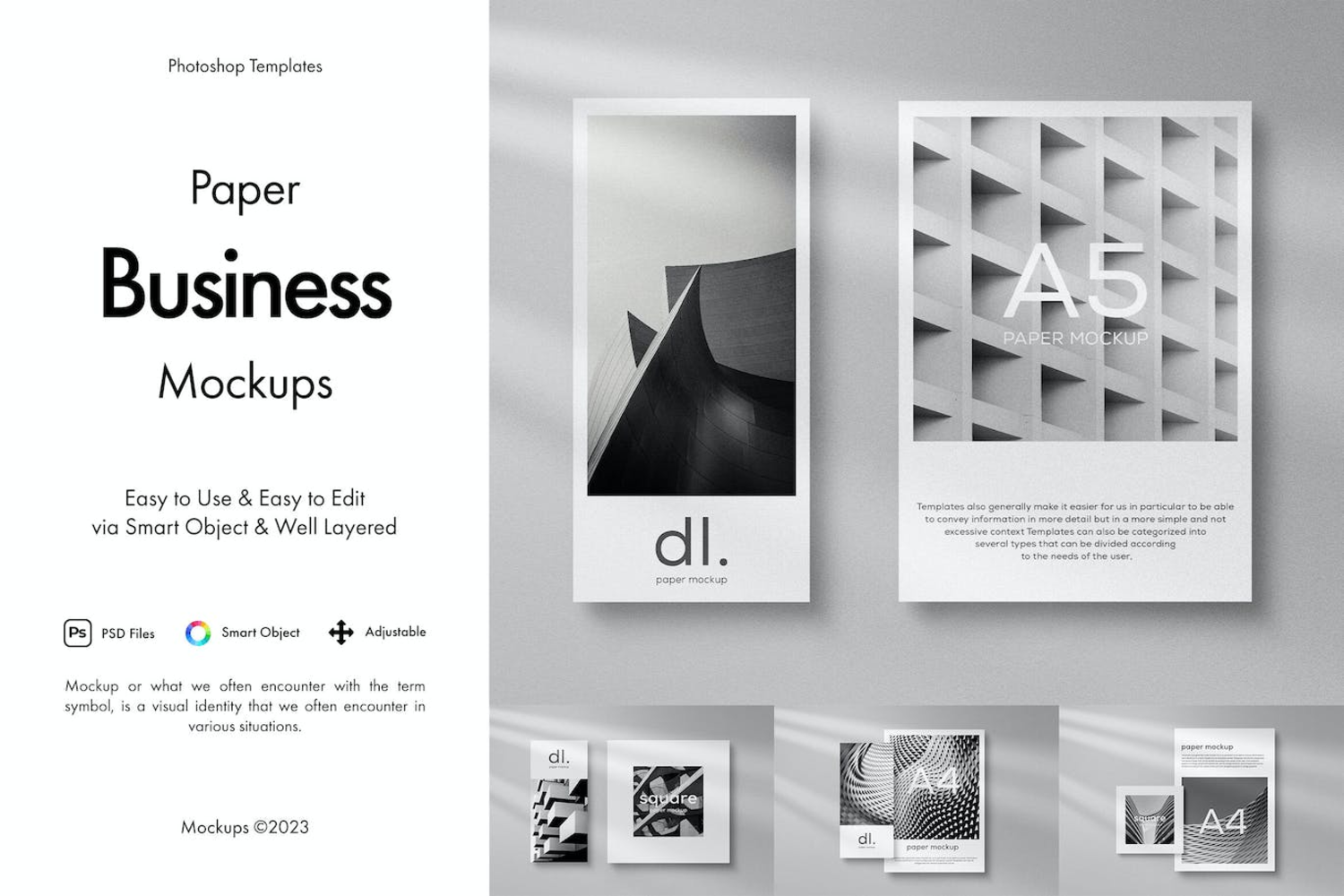 5287 4款版式杂志商业期刊封面PSD样机素材包 Business Paper Mockups@GOOODME.COM