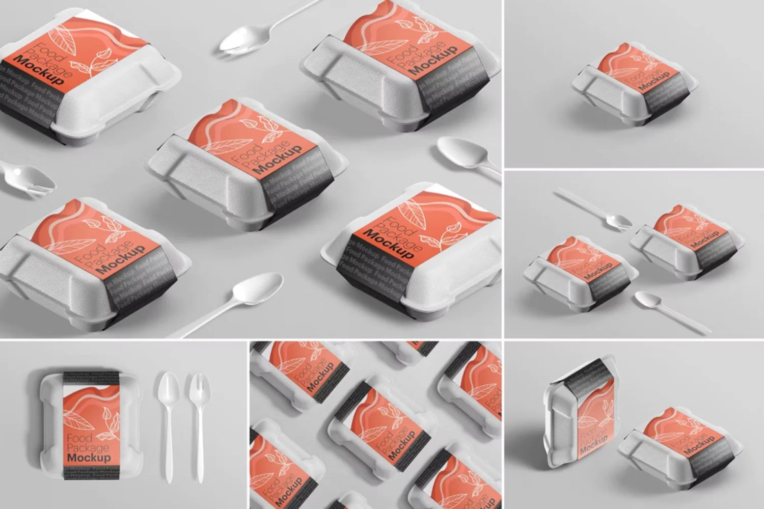 5296 6款可回收环保外卖食品包装盒psd样机素材 Food Package Mockup@GOOODME.COM