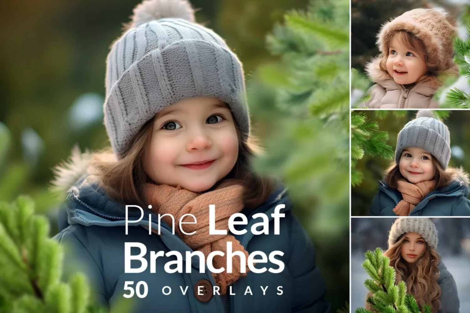 5309 给照片添加圣诞主题松树树枝的png叠加图片素材-Pine Branches Christmas transparent PNG Overlays@GOOODME.COM