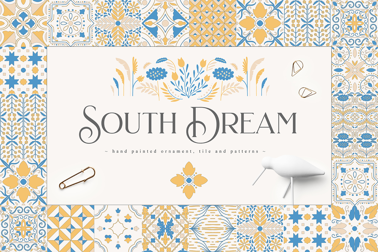 5326 热带国家的民间艺术装饰瓷砖图案矢量插画素材-South Dream Collection Tiles Ornament Patterns@GOOODME.COM