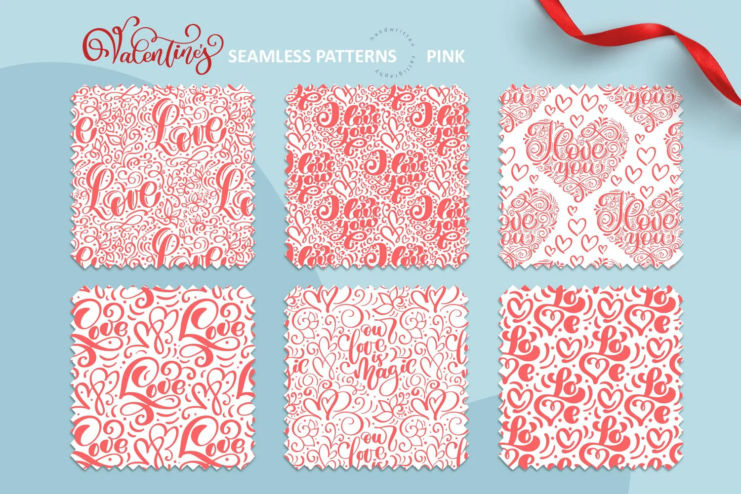 5390 情人节爱心手绘无缝图案 Valentine`s Hand Drawn Seamless Patterns@GOOODME.COM