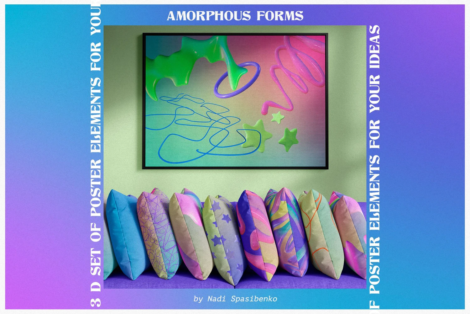 5399 3D渐变抽象图形元素和背景图素材-Amorphous Shapes-Amorphous Shapes@GOOODME.COM