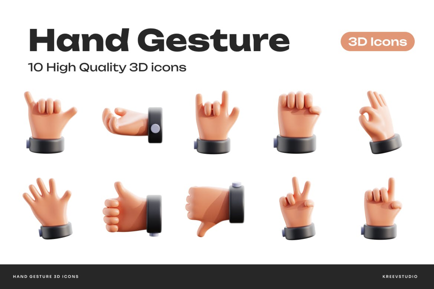 5418 医学女性3D插画素材包 Hand Gesture 3D Icons