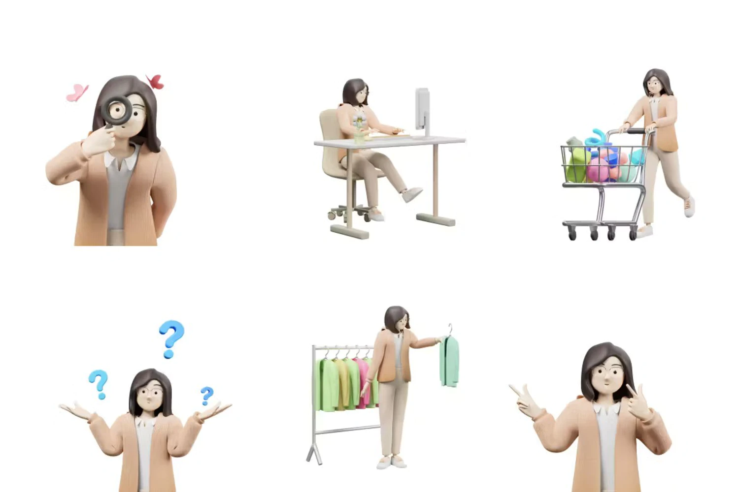5427 女性人物活动的3d立体插画素材