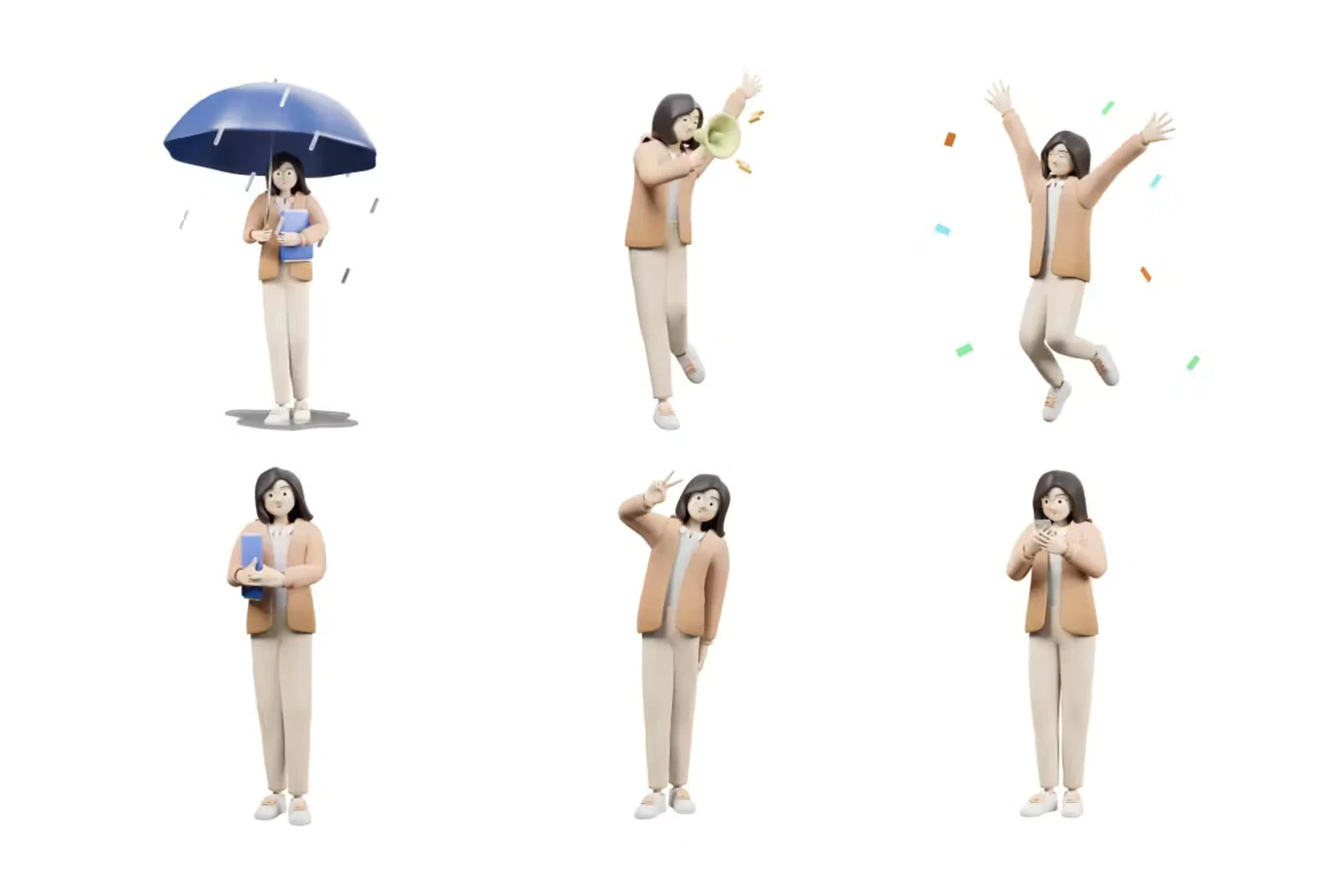 5427 女性人物活动的3d立体插画素材