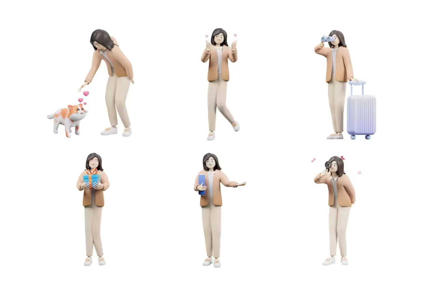 5427 女性人物活动的3d立体插画素材