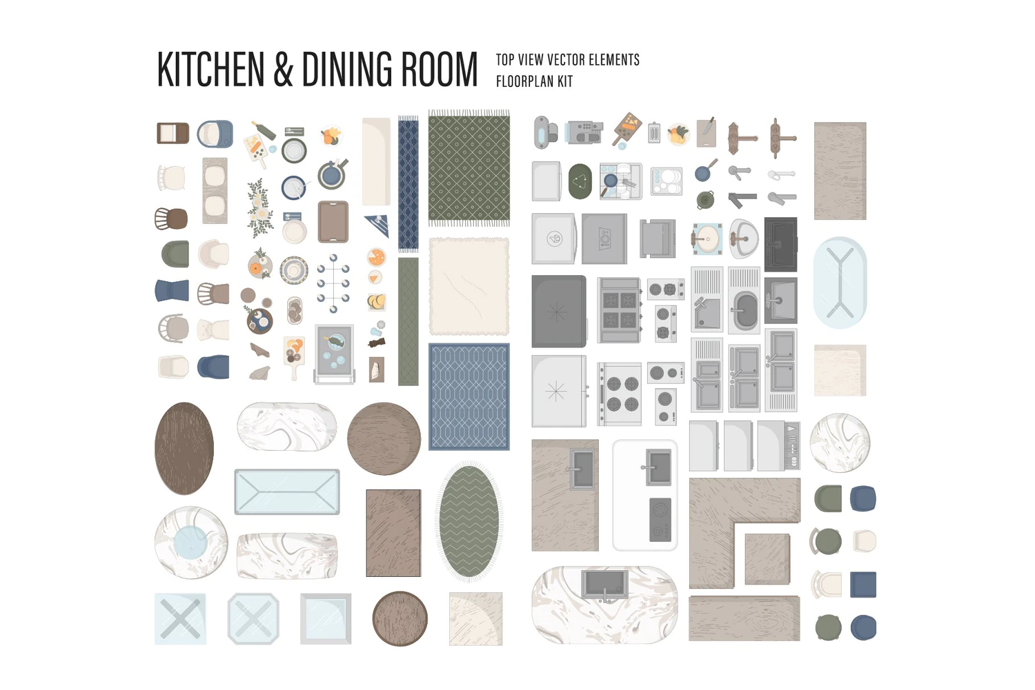 5428 室内设计平面布局效果图创作素材集合包 – Floor Plan Kit