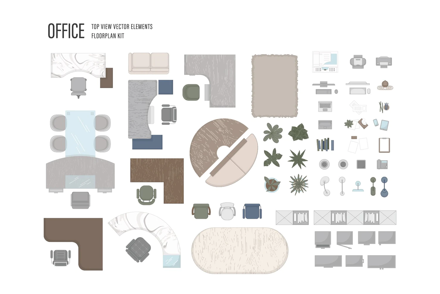 5428 室内设计平面布局效果图创作素材集合包 – Floor Plan Kit