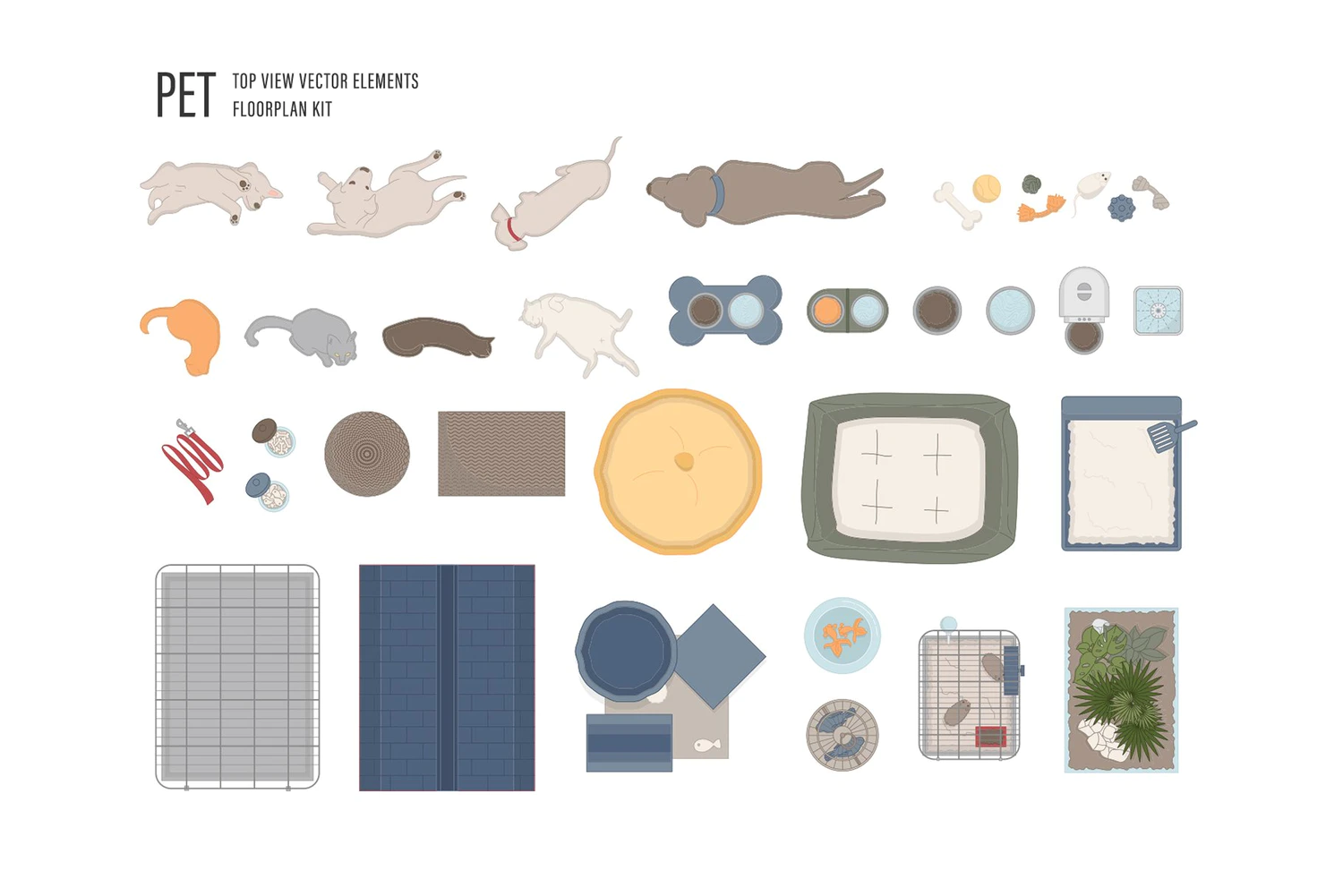 5428 室内设计平面布局效果图创作素材集合包 – Floor Plan Kit