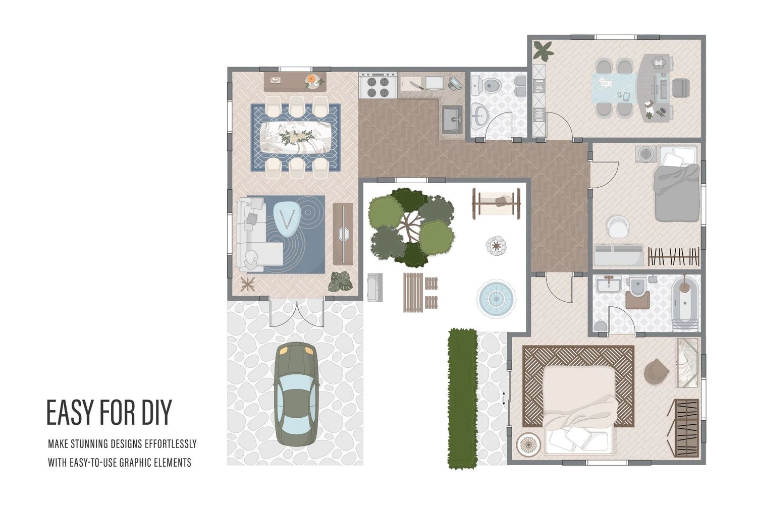 5428 室内设计平面布局效果图创作素材集合包 – Floor Plan Kit