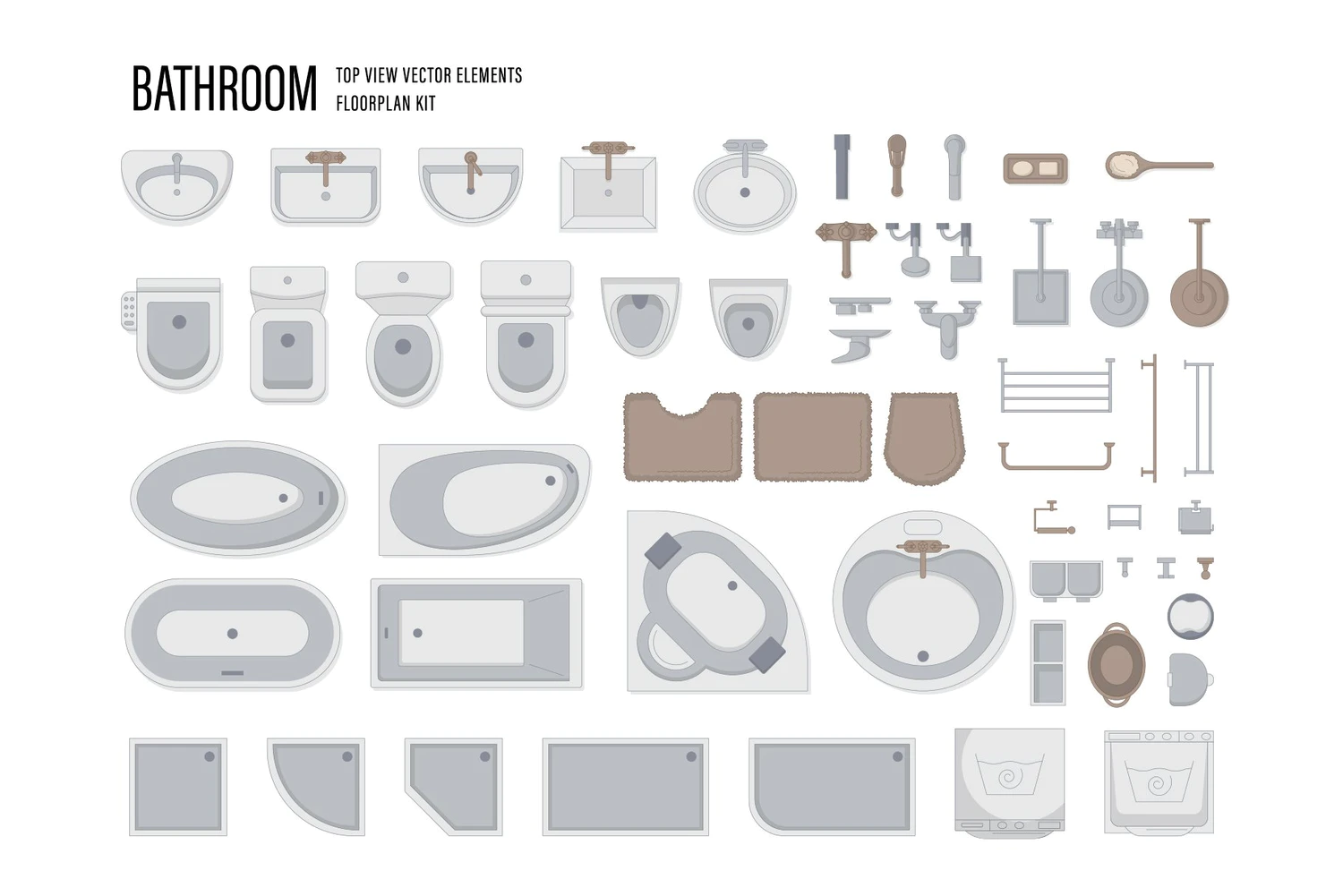 5428 室内设计平面布局效果图创作素材集合包 – Floor Plan Kit