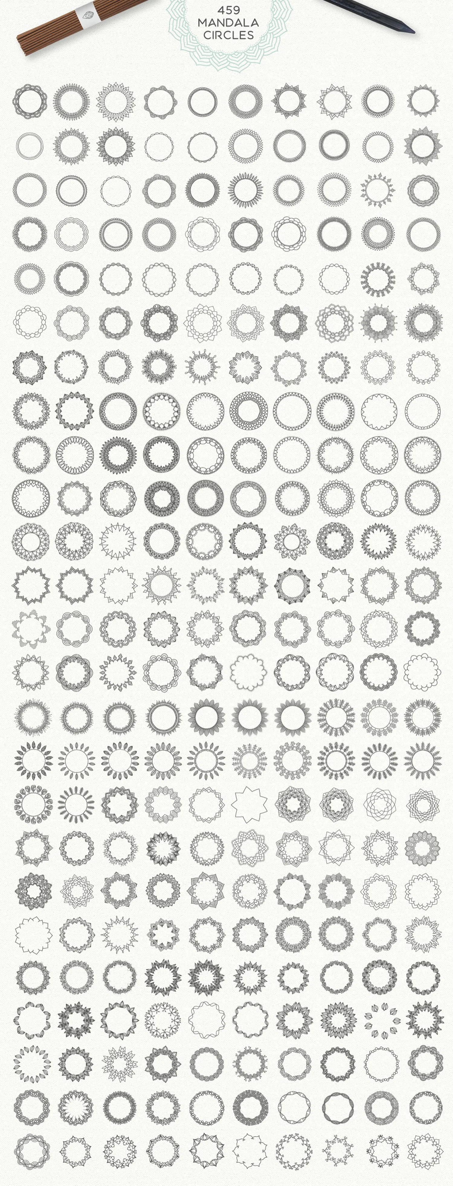 5446 神圣几何形状的Mandala曼陀罗图案矢量纹理插画素材