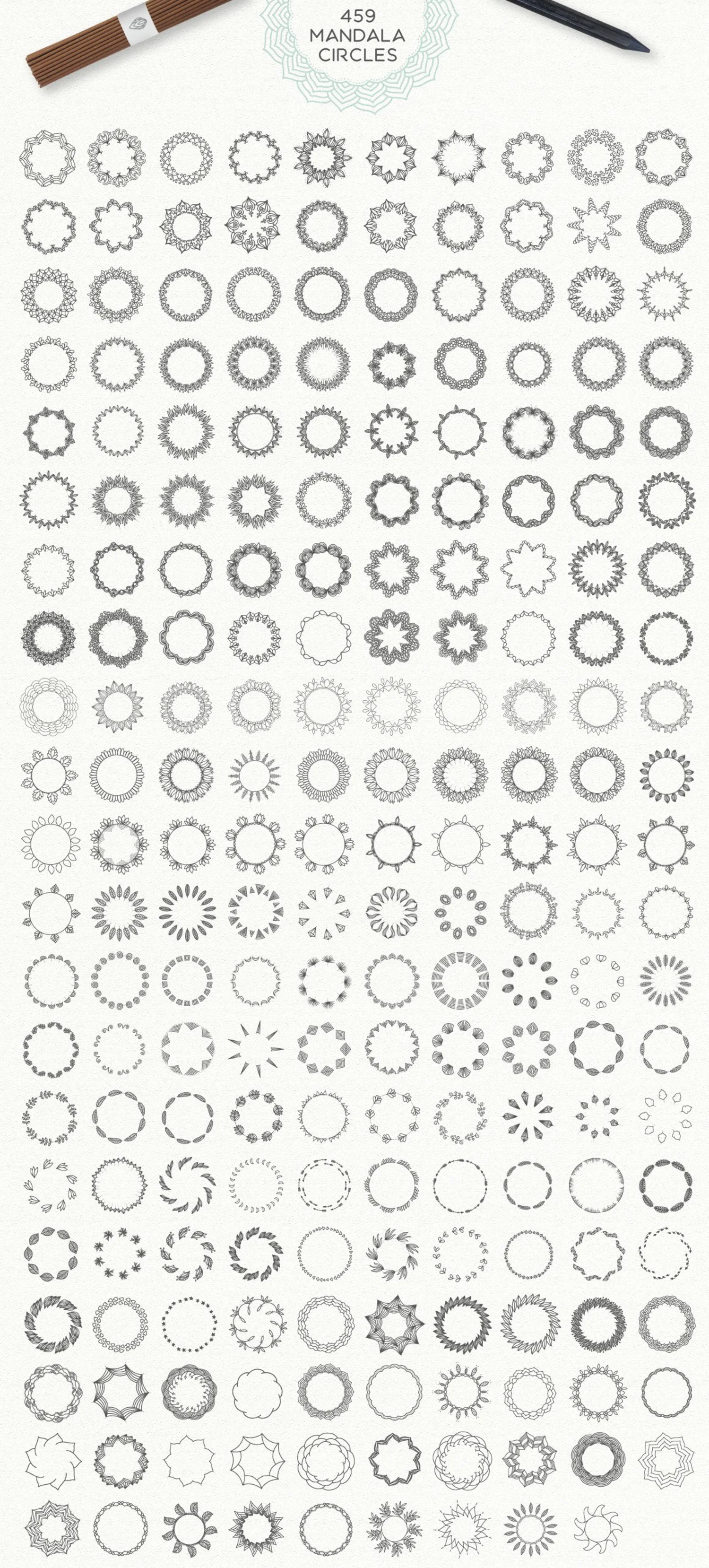 5446 神圣几何形状的Mandala曼陀罗图案矢量纹理插画素材