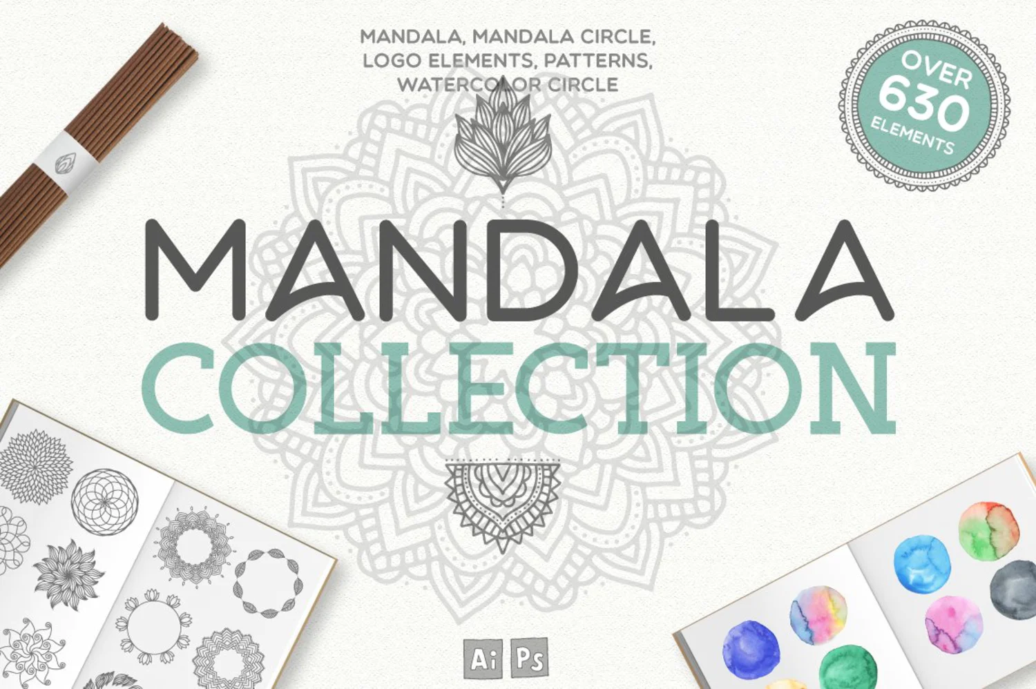 5446 神圣几何形状的Mandala曼陀罗图案矢量纹理插画素材