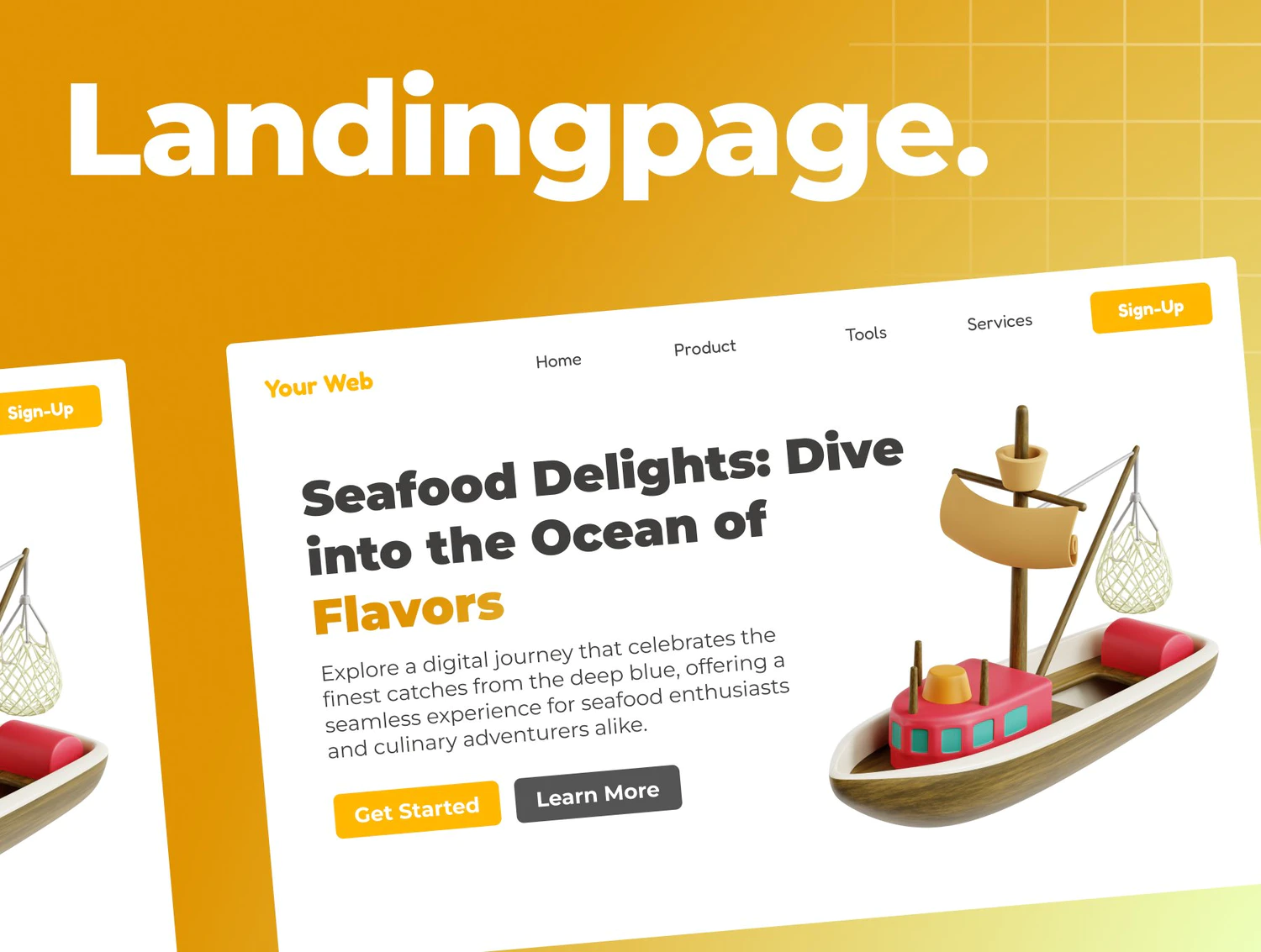5448 海鲜主题的3d立体插画模型素材 – Seafood