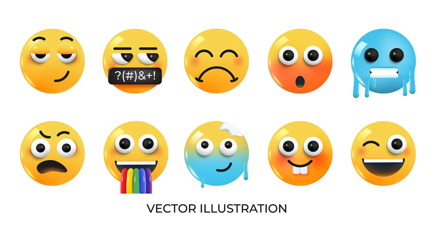5456 100个3d emoji表情包矢量插画素材