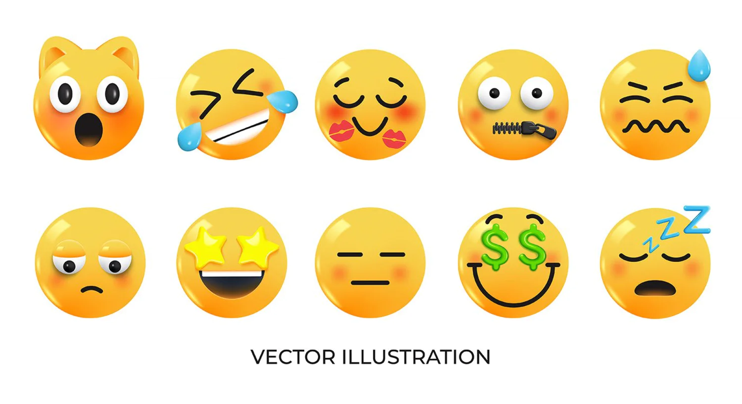 5456 100个3d emoji表情包矢量插画素材