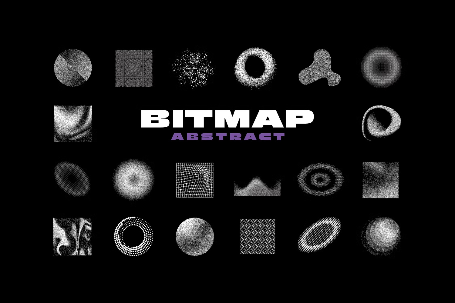 5517 抽象抖动位图形状图形元素素材 – Abstract Dithering Bitmap Shapes