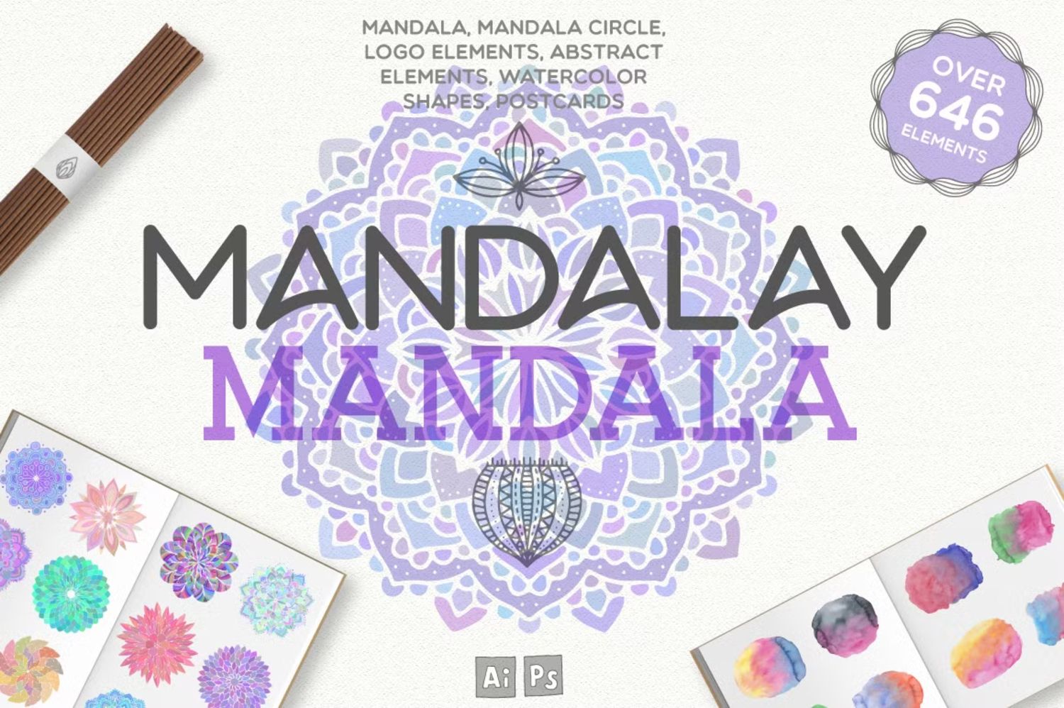 5523 精神冥想主题的Mandala曼陀罗图案矢量纹理插画素材