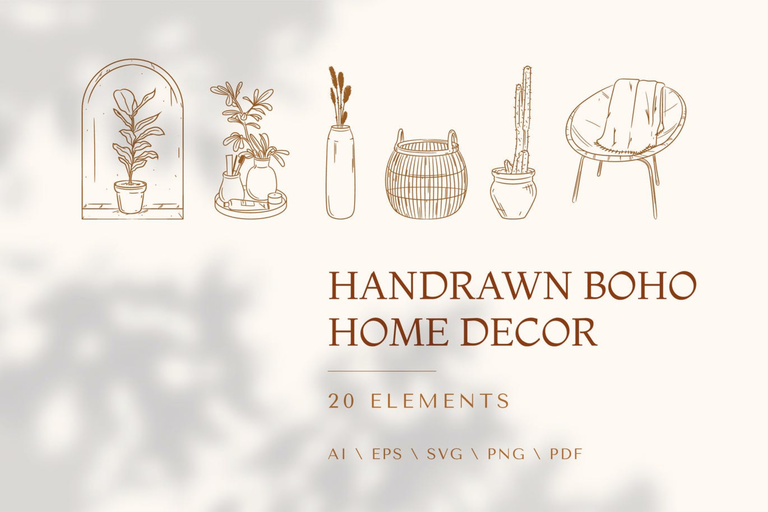 5536 清新优雅多用途的高品质波西米亚家具装饰插图插画素材