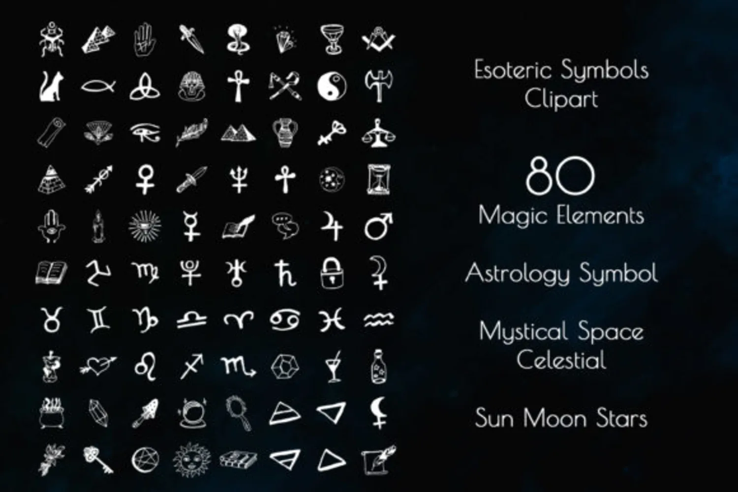5566 神圣的魔法元素占星术矢量插画素材