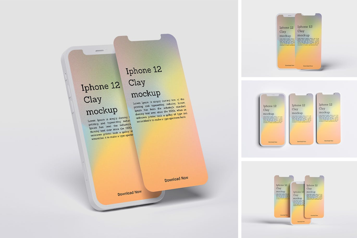 5661 Iphone 手机粘土屏幕样机——Iphone Clay Screen Mockup