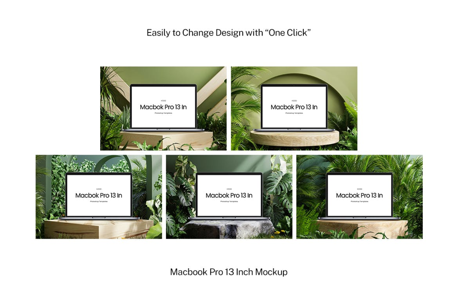 5666 热带 Macbook Pro 13 电脑英寸样机——Tropical Macbook Pro 13 Inch Mockup