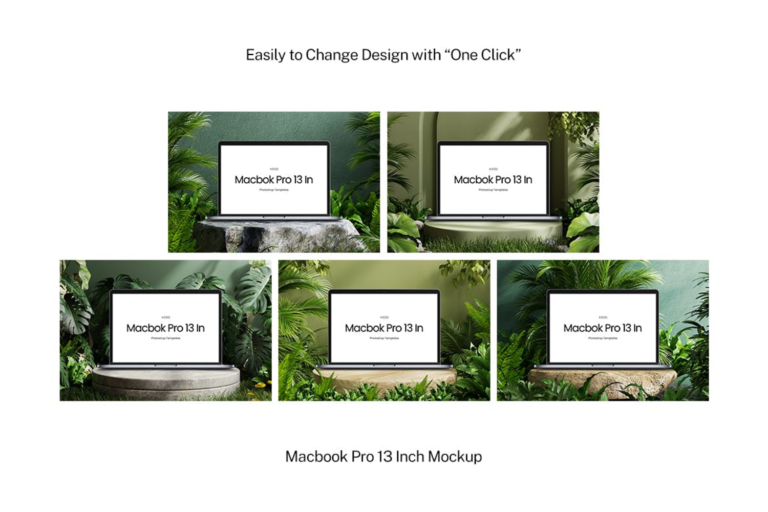 5666 热带 Macbook Pro 13 电脑英寸样机——Tropical Macbook Pro 13 Inch Mockup