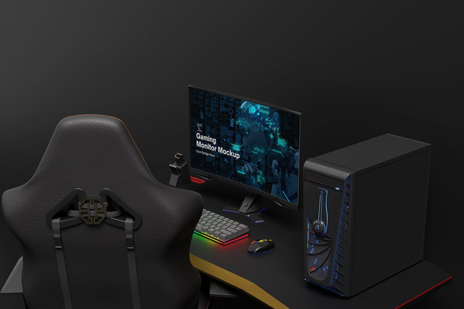 5669 游戏显示器样机-gaming-monitor-mockup