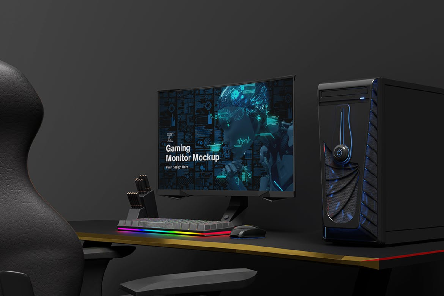 5669 游戏显示器样机-gaming-monitor-mockup