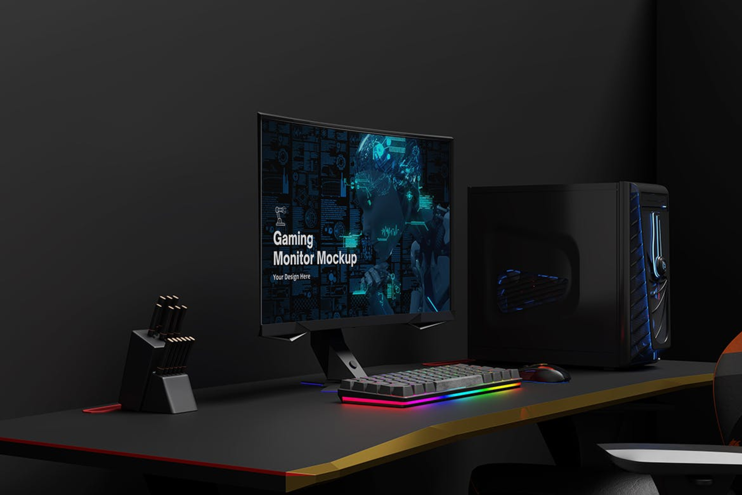 5669 游戏显示器样机-gaming-monitor-mockup