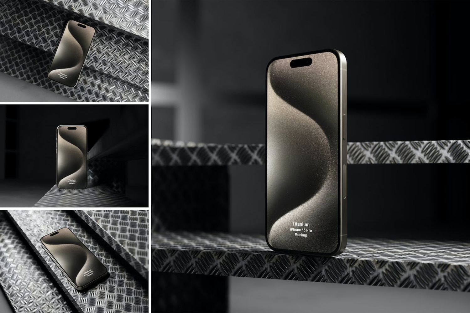 5670 iPhone 15 Pro 钛金属手机样机模型- with Titanium Mockup
