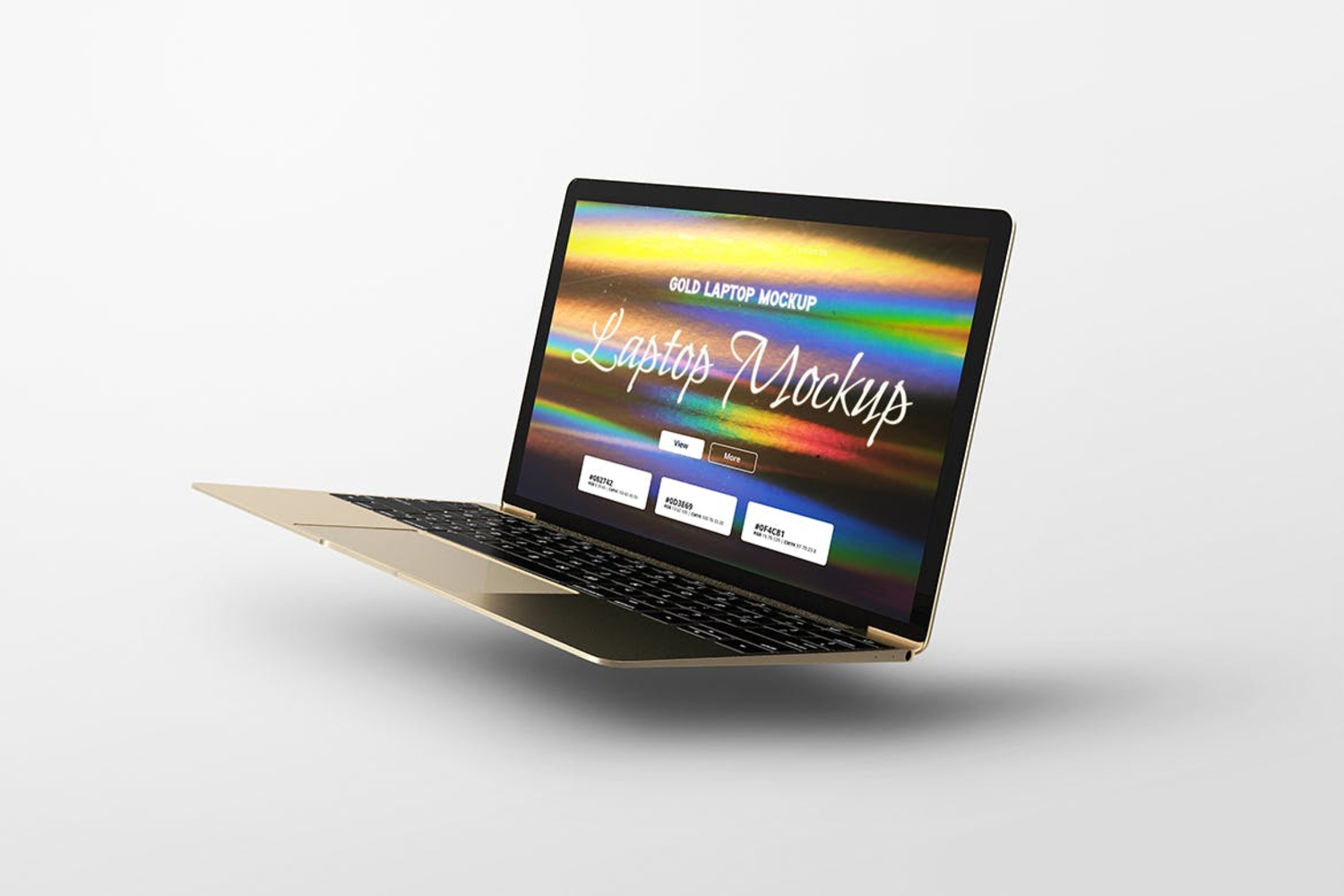 5687 金色笔记本电脑样机-Gold Laptop Mockup