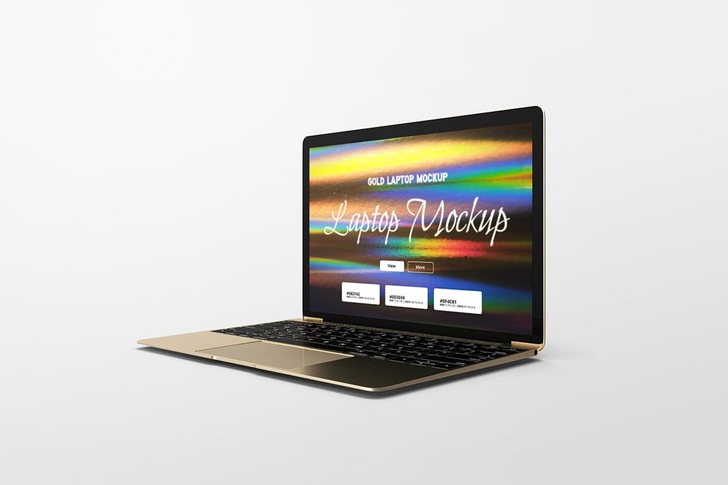 5687 金色笔记本电脑样机-Gold Laptop Mockup